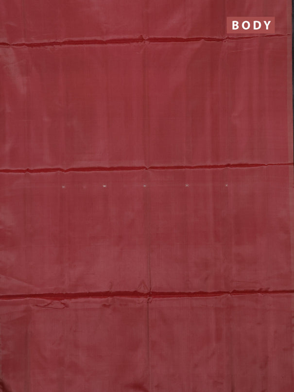 Banana pith saree red shade and green shade with thread woven buttas in borderless style