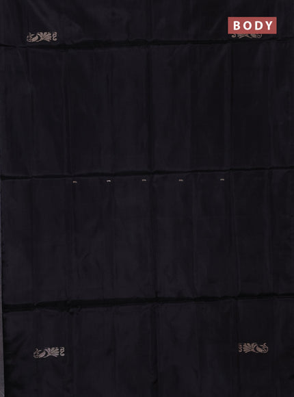 Banana pith saree black and grey shade with thread woven buttas in borderless style