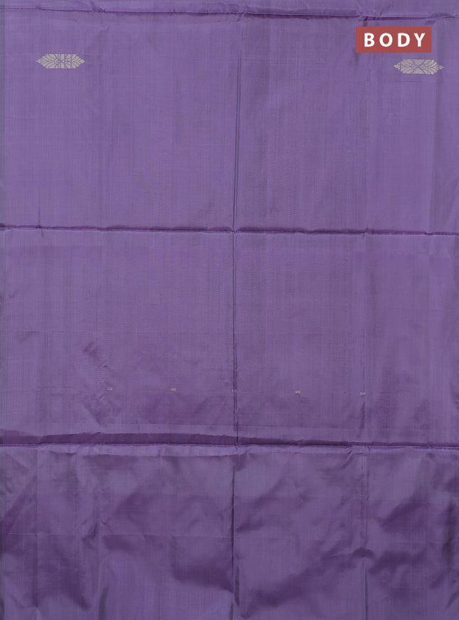 Banana pith saree violet shade and green with thread woven buttas in borderless style