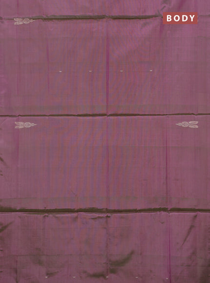 Banana pith saree pink shade and dark beige with thread woven buttas in borderless style
