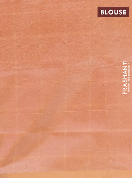Banana pith saree red and mango yellow with allover checks & thread woven buttas in borderless style