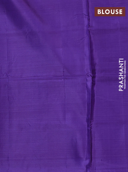 Banana pith saree beige and violet with allover checks & thread woven buttas in borderless style