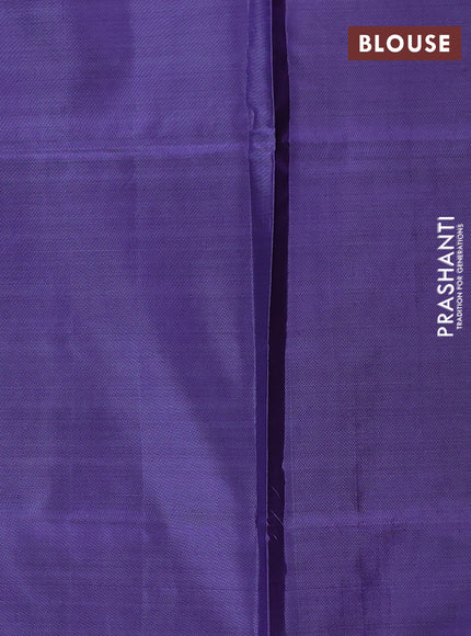 Banana pith saree dual shade of greenish pink and violet with thread woven buttas in borderless style