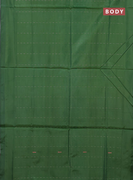 Banana pith saree green and pink with thread woven buttas in borderless style