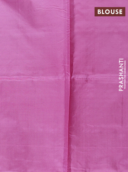 Banana pith saree green and pink with thread woven buttas in borderless style