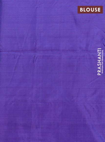Banana pith saree green and violet with thread woven buttas in borderless style