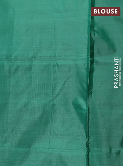 Banana pith saree light green and green with thread woven buttas and simple border