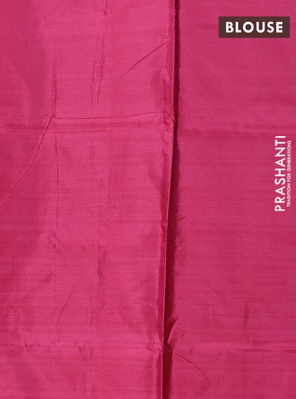 Banana pith saree green and pink with thread woven buttas and simple border