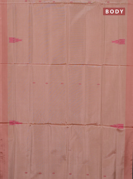 Banana pith saree peach with thread woven buttas and simple border