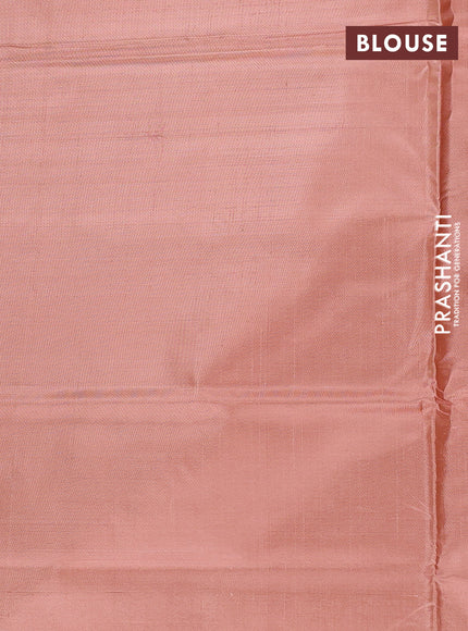 Banana pith saree peach with thread woven buttas and simple border