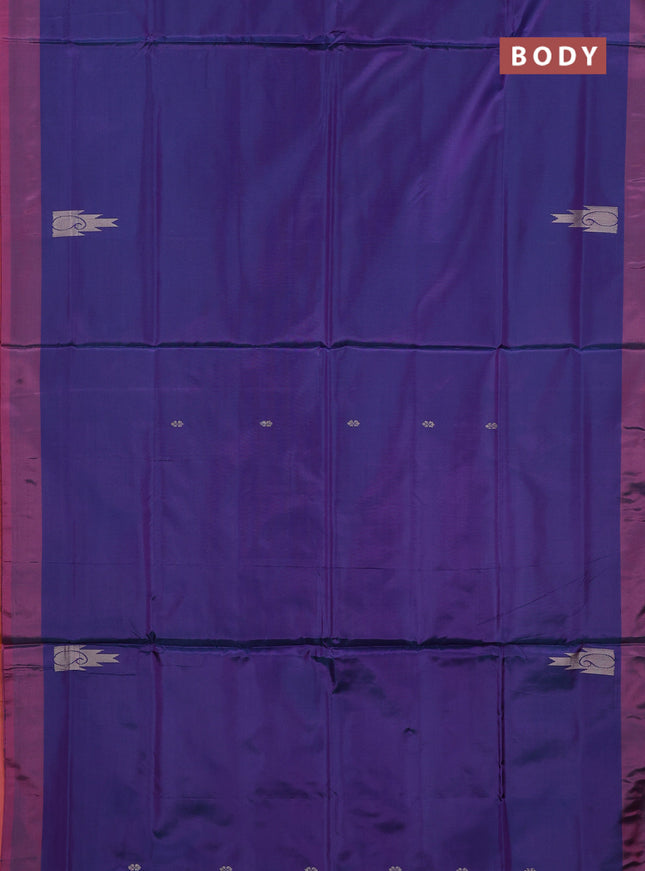 Banana pith saree dual shade of purple and pink shade with thread woven buttas and simple border