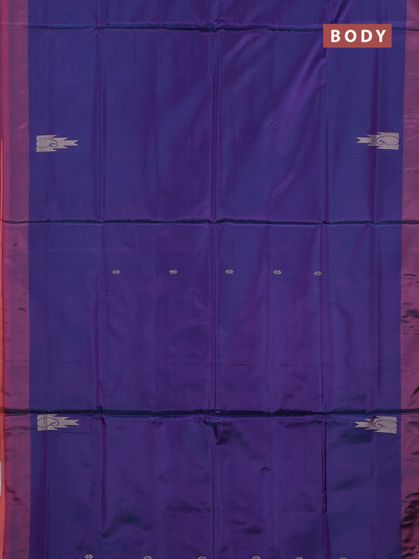 Banana pith saree dual shade of purple and pink shade with thread woven buttas and simple border