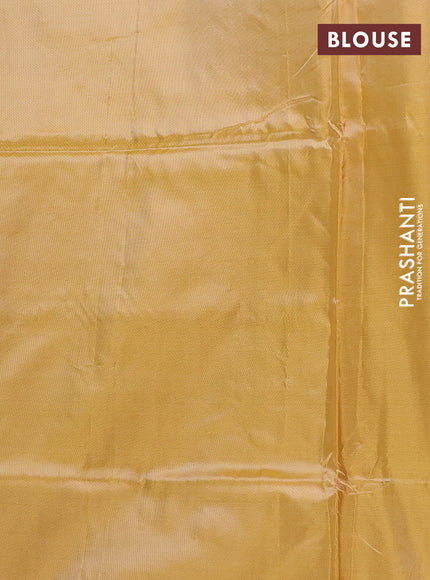 Banana pith saree violet and mango yellow with thread woven buttas and simple border