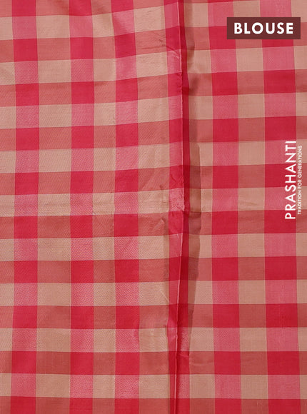 Banana pith saree beige and maroon with allover checks & thread woven buttas in borderless style