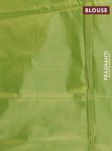 Banana pith saree pista green shade and light green with thread woven buttas and simple border