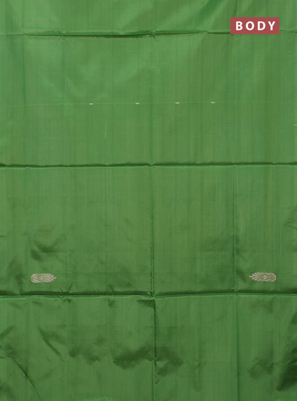 Banana pith saree green and pink with thread woven buttas in borderless style