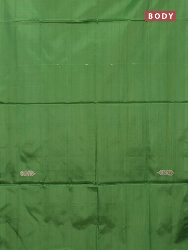 Banana pith saree green and pink with thread woven buttas in borderless style