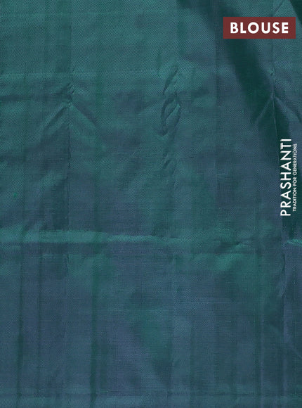 Banana pith saree grey shade and bottle green with thread woven buttas in borderless style