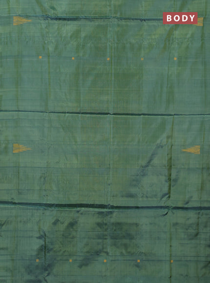 Banana pith saree green shade and pink with thread woven buttas in borderless style