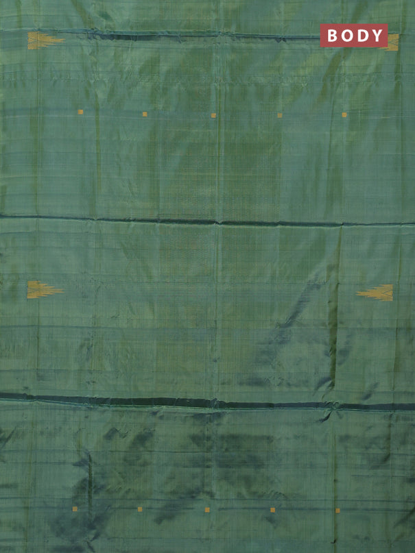 Banana pith saree green shade and pink with thread woven buttas in borderless style
