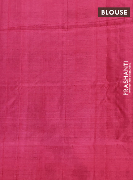 Banana pith saree green shade and pink with thread woven buttas in borderless style