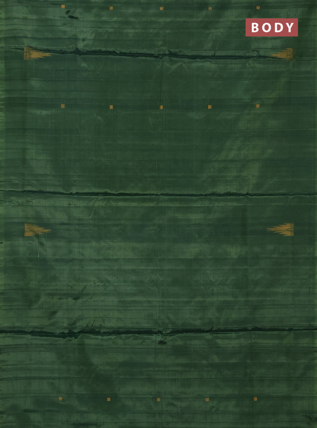 Banana pith saree green and pink with thread woven buttas in borderless style