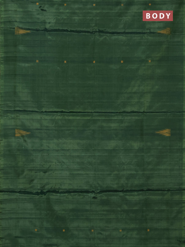 Banana pith saree green and pink with thread woven buttas in borderless style