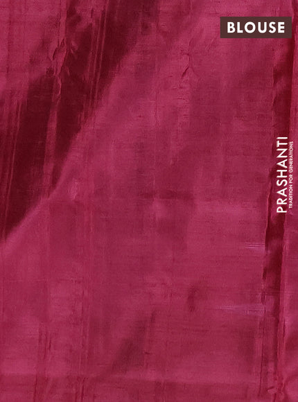 Banana pith saree green and pink with thread woven buttas in borderless style