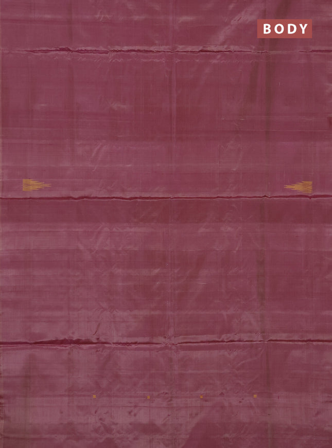 Banana pith saree dual shade of pink and green with thread woven buttas in borderless style