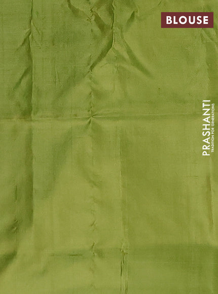 Banana pith saree dual shade of pink and green with thread woven buttas in borderless style