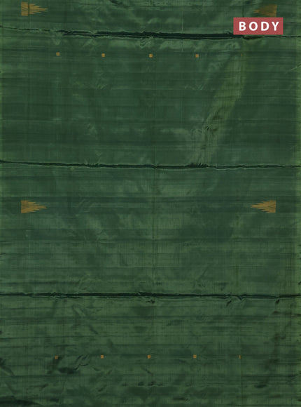 Banana pith saree green and pink with thread woven buttas in borderless style