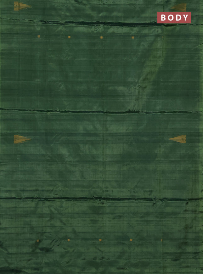 Banana pith saree green and pink with thread woven buttas in borderless style