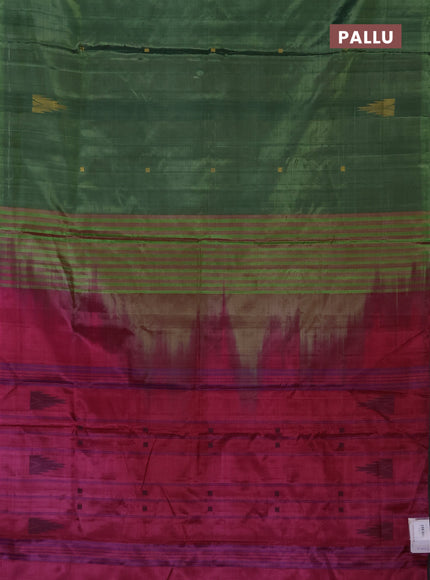 Banana pith saree green and pink with thread woven buttas in borderless style