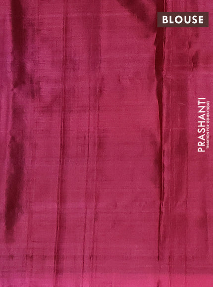 Banana pith saree green and pink with thread woven buttas in borderless style