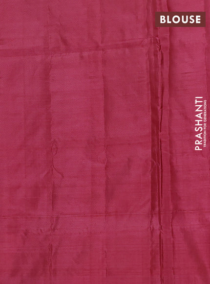 Banana pith saree mehendi green and maroon with thread woven buttas and simple border
