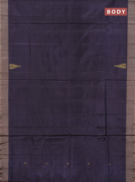Banana pith saree dark grey and sandal with thread woven buttas and simple border