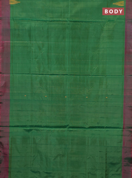 Banana pith saree green and pink with thread woven buttas and simple border