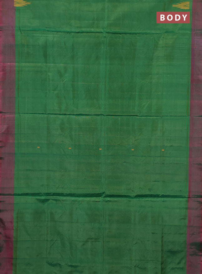 Banana pith saree green and pink with thread woven buttas and simple border