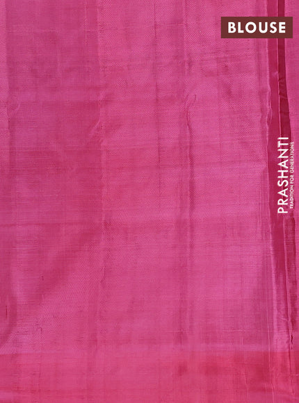 Banana pith saree green and pink with thread woven buttas and simple border