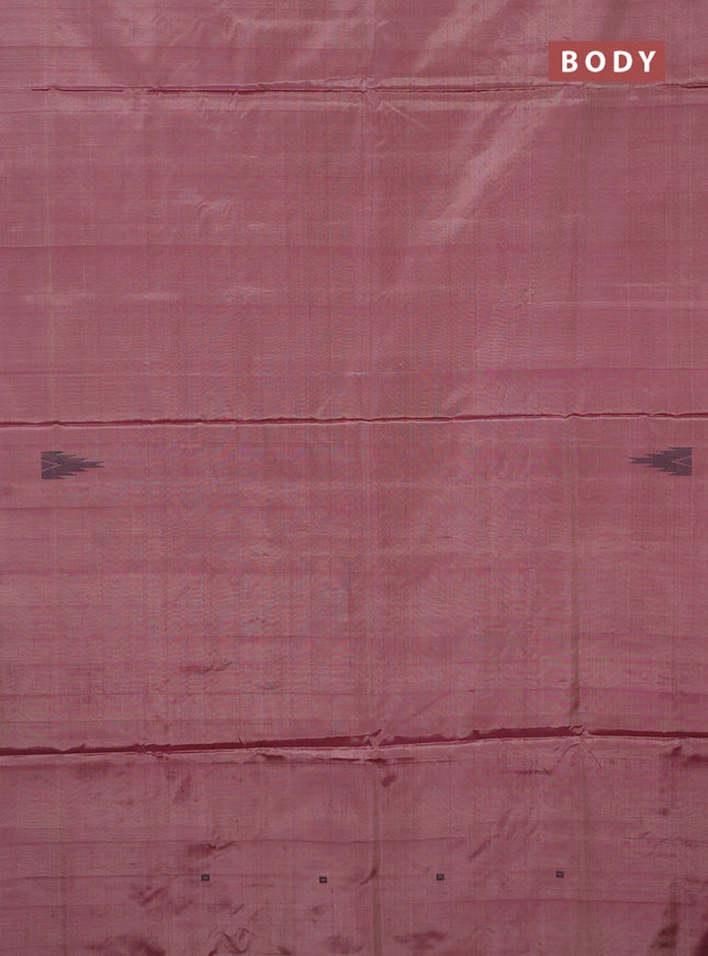 Banana pith saree pastel maroon and green with thread woven buttas and simple border
