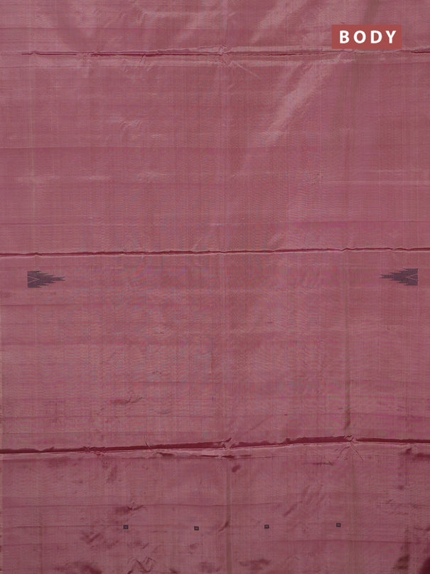 Banana pith saree pastel maroon and green with thread woven buttas and simple border
