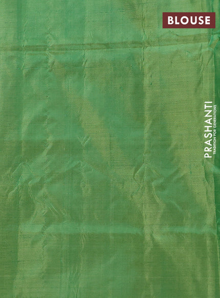 Banana pith saree pastel maroon and green with thread woven buttas and simple border