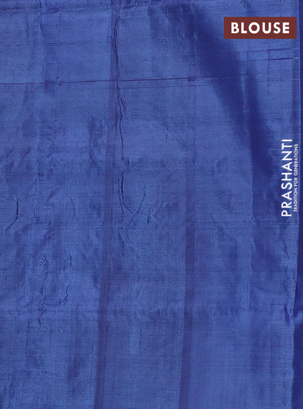 Banana pith saree maroon and blue with thread woven buttas and simple border