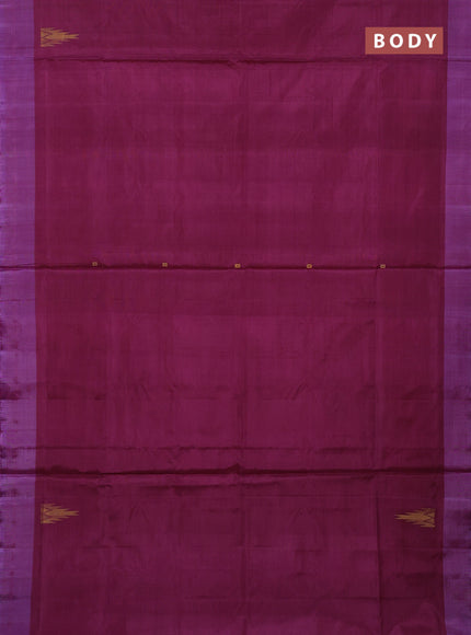 Banana pith saree wine and lavender with thread woven buttas and simple border