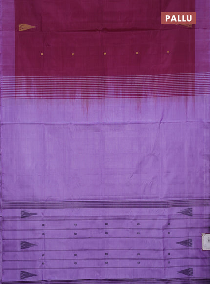 Banana pith saree wine and lavender with thread woven buttas and simple border