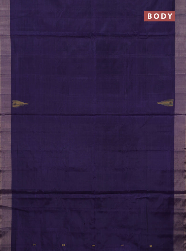 Banana pith saree navy blue shade and sandal with thread woven buttas and simple border