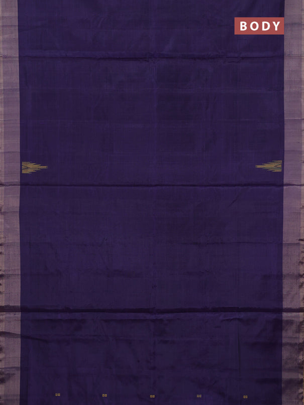 Banana pith saree navy blue shade and sandal with thread woven buttas and simple border