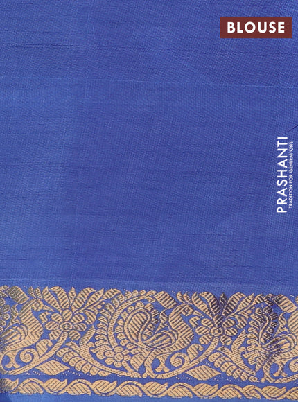 Banana pith saree dual shade of purple and blue with thread woven buttas and zari woven border