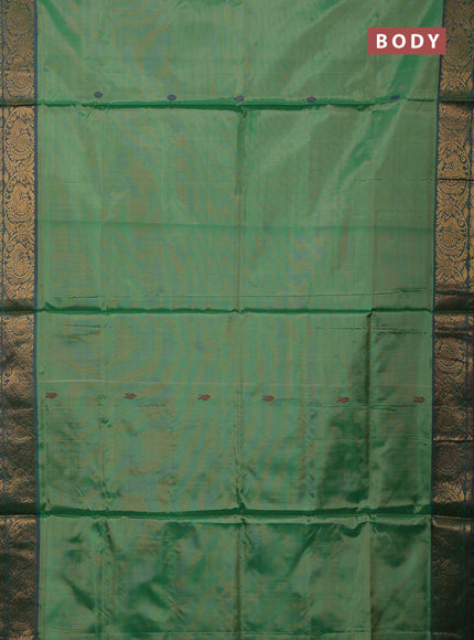 Banana pith saree green shade and maroon with thread woven buttas and zari woven border