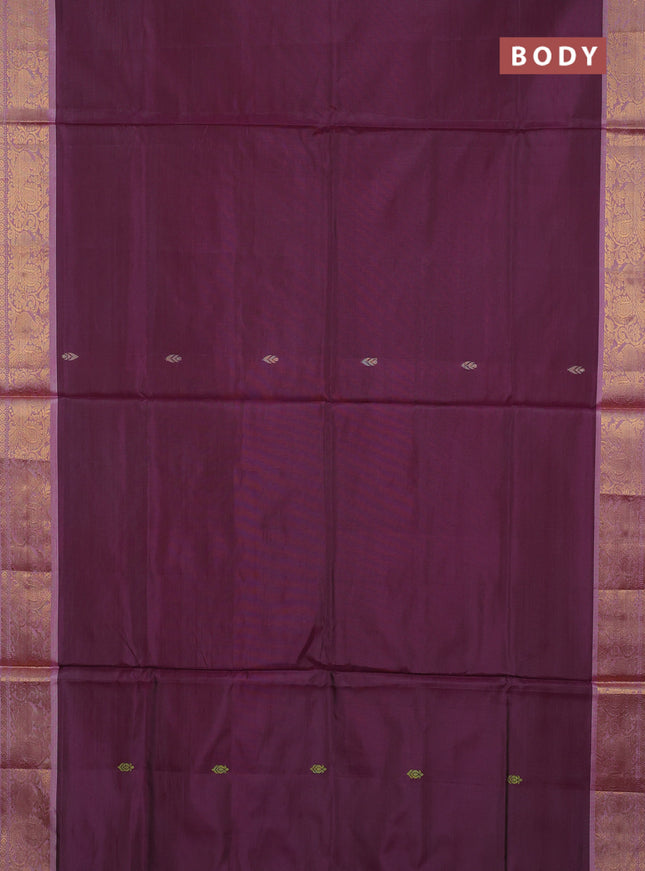 Banana pith saree wine shade and pink shade with thread woven buttas and zari woven border